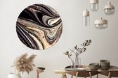 WallCircle - Stickers muraux - Cercle de papier peint - Aspect marbre - Zwart - Or - Wit - Glitter - Marbre - 120x120 cm - Cercle mural - Autocollant - Papier peint autocollant rond XXL
