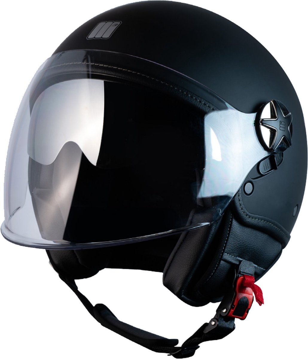 Motocubo | fly evo | jethelm met dubbel vizier | mat zwart | maat XS | helm scooter
