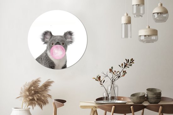 Cercle mural enfants - Décoration murale garçons - Filles - Koala - Animaux sauvages - Rose - Chewing-gum - Déco Kinder - Cercle mural - 90x90 cm - Plastique