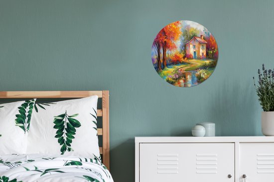 WallCircle - Cercle mural - Cercle mural - Paysage - Coloré - Peinture à l'huile - Art - Aluminium - Dibond - 30x30 cm - Intérieur et Extérieur
