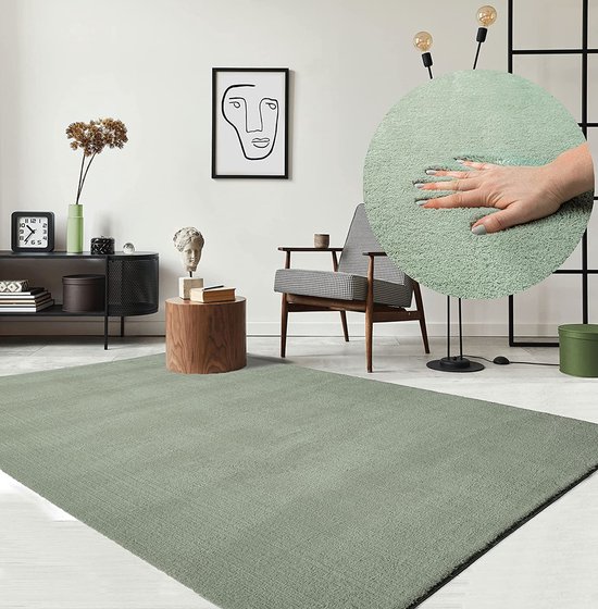 dubbel Temerity Huiswerk Vloerkleed voor woonkamer of slaapkamer in groen 160x230 cm | Modern en  zacht... | bol.com