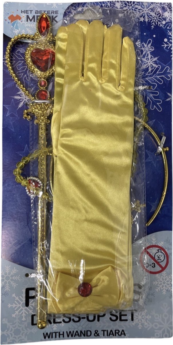 Verkleedjurk - Prinsessenjurk meisje - Verkleedkleding - Verkleedkleren meisje - Toverstaf - Kroon -Lange handschoenen - Juwelen - Kleed — afbeelding 2