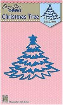 SDB056 Shape die blue Christmas tree - snijmal Nellie Snellen - blauw Kerstboom - dennenboom