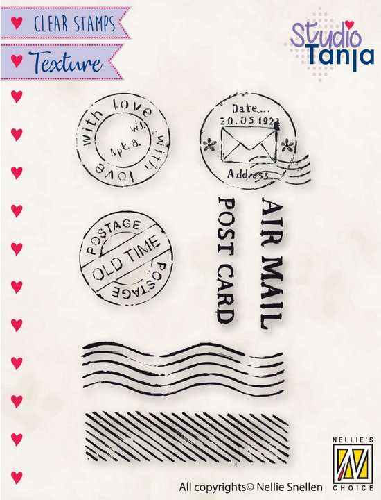 TXCS020 Nellie Snellen Texture clearstamp - textuur stempel Post - poststempel airmail - writing