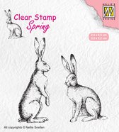 SPCS014 Nellie Snellen Clear stamps - spring/Easter Two hares - Pasen stempel haas - 2 hazen