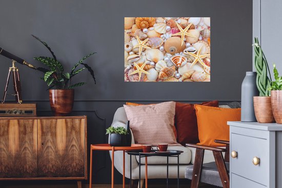 Stickers muraux - Film autocollant - Coquillages - Perles - Étoile de mer - Plage - 80x60 cm - Film adhésif - Stickers muraux Chambre d'enfant - Papier peint autocollant