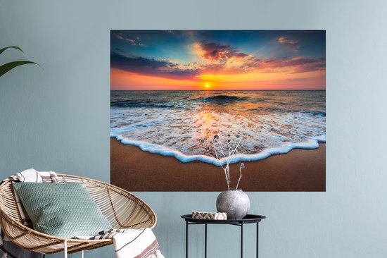Stickers muraux - Film autocollant - Plage - Mer - Coucher de soleil - 80x60 cm - Film adhésif - Stickers muraux Chambre d'enfant - Papier peint autocollant - Papier peint autocollant - Film autocollant