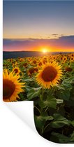 Stickers muraux - Film adhésif - Fleurs - Nuit - Coucher de soleil - Tournesol - Horizon - 80 x 160 cm - Film adhésif - Stickers muraux chambre enfant - Papier peint autocollant - Film adhésif