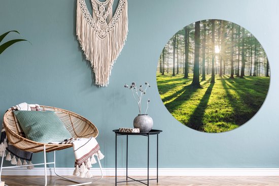 WallCircle - Stickers muraux - Cercle Papier Peint - Arbres - Nature - Forêt - 120x120 cm - Cercle Mural - Auto Adhésif - Sticker Papier Peint Rond XXL