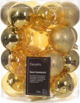 Decoris kerstballen - 50x stuks - 6 cm -kunststof - goud