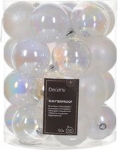 Decoris kerstballen - 50x stuks - 6 cm -kunststof - transparant parelmoer