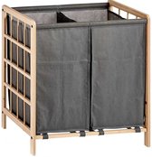 Kipit Wasmand Woodbox - met opvang waszak - 2x 50 liter compartiment - 59 x 33 x 60 cm