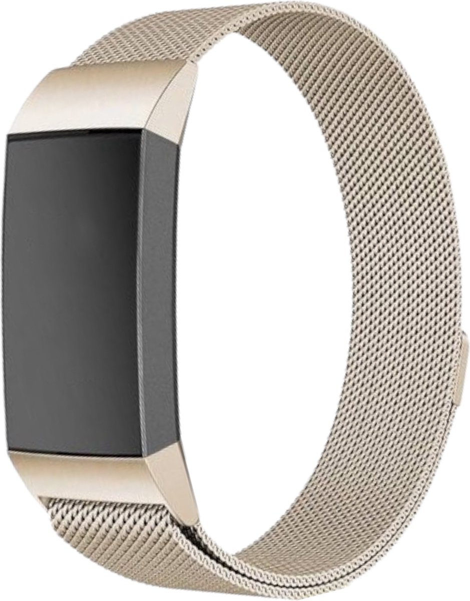Milanese bandje (small) geschikt voor Fitbit Charge 3 & 4 - Vintage goud - Fitbit charge bandje maat S