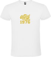 Wit T-Shirt met “Original Sinds 1976 “ Afbeelding Goud Size L