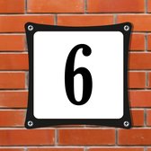 Namengigant Huisnummerbord Emaille-Look - Nummer 6 - Standaard - 10 x 10 cm | incl. schroeven