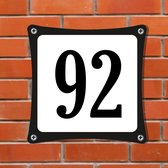 Namengigant Huisnummerbord Emaille-Look - Nummer 92 - Standaard - 10 x 10 cm | incl. schroeven