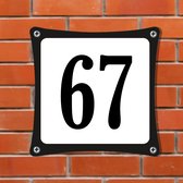 Namengigant Huisnummerbord Emaille-Look - Nummer 67 - Standaard - 10 x 10 cm | incl. schroeven