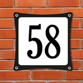 Namengigant Huisnummerbord Emaille-Look - Nummer 58 - Standaard - 10 x 10 cm | incl. schroeven