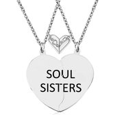 Collier d'amitié Bixorp Friends pour 2 avec pendentif coeur et magnétique - Argent - "Soul Sisters" - Cadeau BFF