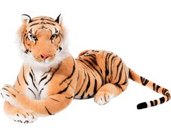 BRUBAKER Tijger Knuffel 75 cm - Liggende Knuffel - Bruin