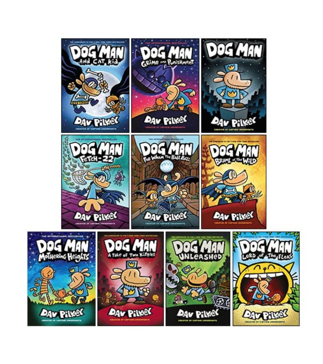 Dog Man Series 10 Books Collection Set by Dav Pilkey in