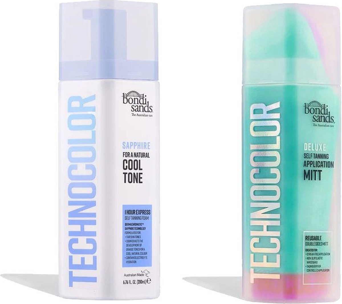 BONDI SANDS - Self Tanning Foam Technocolor - 1 Hour Express - Sapphire + Technocolor Self Tan Application Mitt - Set