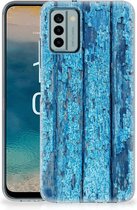 Backcase Siliconen Hoesje Nokia G22 Telefoonhoesje Wood Blue