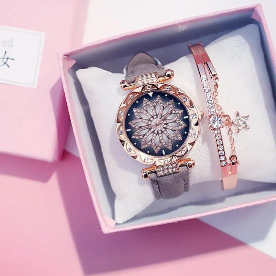 Horlogebox voor dames - geschenkdoos - cadeau set met horloge - armband - valentijn cadeautje voor haar