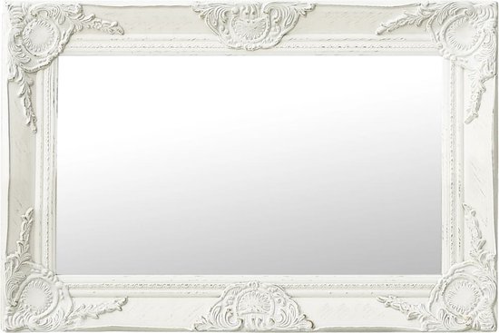 vidaXL - Wandspiegel - barok - stijl - 60x40 - cm - wit