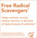 Tekst 'Free Radical Scavengers' met uitleg over het behoud van normale cellulaire functie, en een klein symbool van bessen.