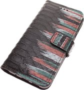 Made-NL Handgemakte Geschikt voor Samsung Galaxy Note 20 Zwart slangenprint kalfsleer