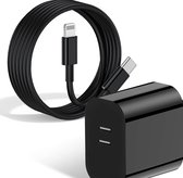 USB C Adapter 2 Poorten + Oplaadkabel - Geschikt voor iPhone Kabel USB-C 3 Meter - Snellader - 35W, 20W, 25W