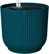 Elho Vibes Fold Rond 22 met Self-Watering Insert - Bloempot met Watermeter - 100% Gerecycled Plastic - Ø 22 x H 20.2 cm - Diepblauw