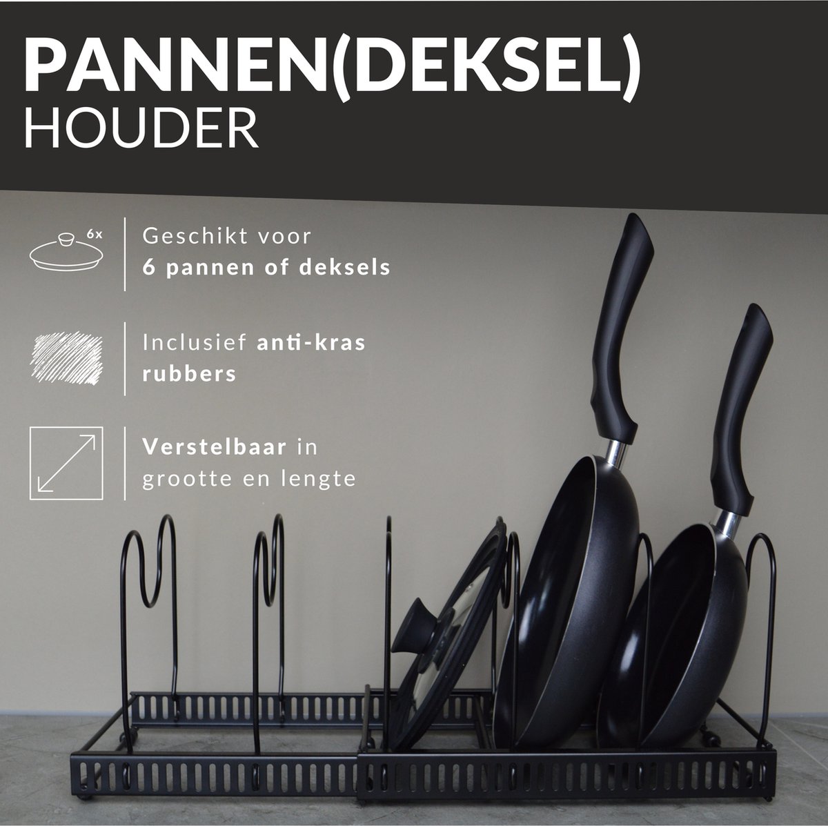 delr Pannendekselhouder, 4 haken, dekselhouder voor muur, kastdeur-organizer zonder boren, grijs, kastdeurorganizer voor pannen, snijplanken delr Pannendekselhouder, 4 haken, dekselhouder voor muur, kastdeur-organizer zonder boren, grijs, kastdeurorganizer voor pannen, snijplanken