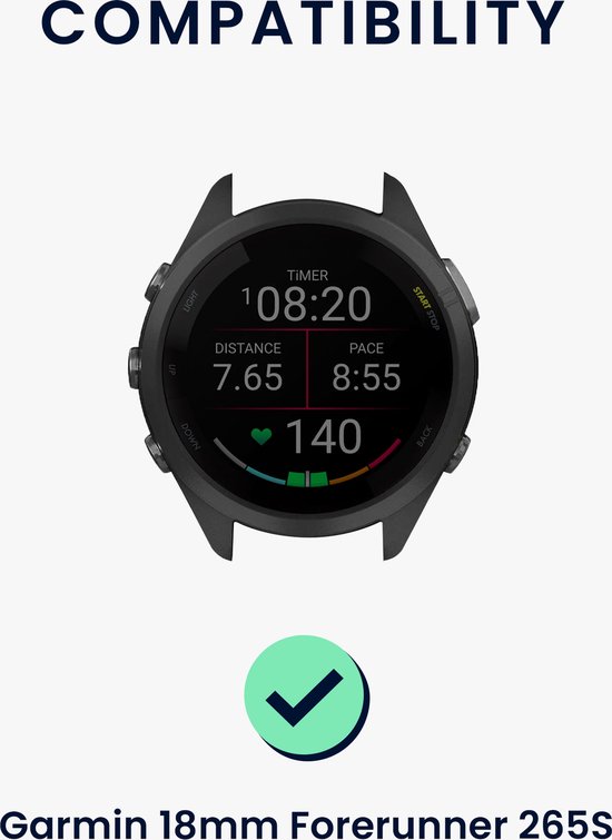 kwmobile 2x horlogebandjes geschikt voor Garmin 18mm Forerunner 265S bandje . bol