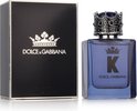 Dolce & Gabbana K Eau de Parfum 50ml fles naast een zwart doosje met gouden opdruk.