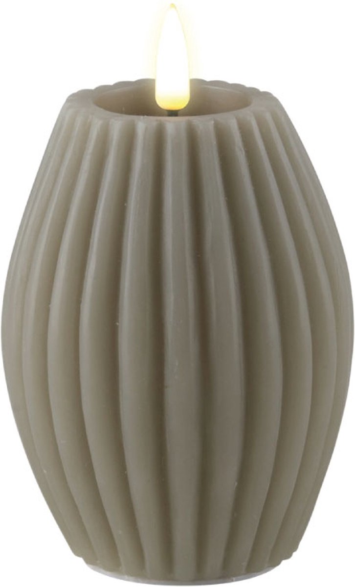 Deluxe Homeart Luxe LED kaars - Sand Stripe LED Candle 7.5 x 10 cm - net een echte kaars! Deluxe Homeart