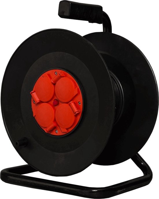 Kabelhaspel met 4 stopcontacten Lengte snoer 50 meter