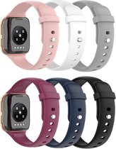 5 Stuks - Quick Release Soft Silicone Sportband - Geschikt voor OPPO Watch 46mm - Vervangende Smartwatch Banden voor Smart Fitness Horloge