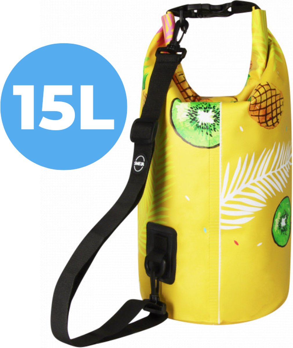 Smeba - Drybag - 15 Liter- Waterdichte tas - Schouderriem - Outdoor tas - Geel Fruit