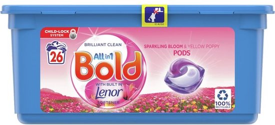 BOLD WASMIDDEL - ALl IN 1 PODS + TOUCH VAN LENOR - PINK BLOSSOM - 26 WASBEURTEN