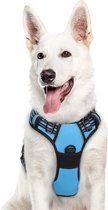 JAXY Hondenharnas - Hondentuig - Hondentuigje Kleine Hond - Y Tuig Hond - Harnas Hond - Anti Trek Tuig Hond - Reflecterend - Maat XL - Blauw