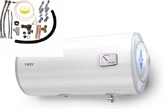 Bi-Light elektrische warm water boiler 100 L horizontaal met inbegrepen installatieset, muurmontage