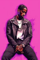 Muziek Poster - Travis Scott Rapper - Rap Poster - Roze - Abstract Poster - Jacques Berman Webster II - 51x71 - Geschikt om in te lijsten