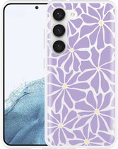 Cazy Hoesje geschikt voor Samsung Galaxy S23 Abstracte Paarse Bloemen