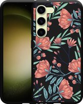 Cazy Hoesje Zwart geschikt voor Samsung Galaxy S23 Poppy Roses