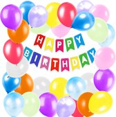 Paquet de décoration d'anniversaire avec guirlande de joyeux anniversaire comme guirlande d'anniversaire - 30 ballons d'anniversaire colorés - pour les enfants comme décoration d'anniversaire pour adultes