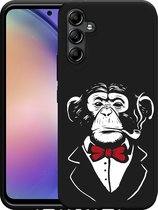Cazy Hoesje Zwart geschikt voor Samsung Galaxy A54 Smoking Chimp