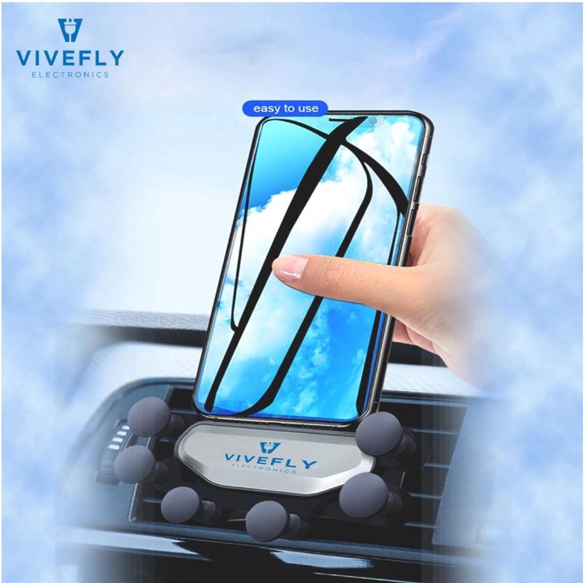 Vivefly Electronics Gravity Holder - Telefoonhouder - GSM Houder - Telefoonhouders - Auto Dashboard Houder - Telefoonhouder Auto - Mobiele Telefoonhouder - Auto Accessories
