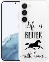 Cazy Hoesje geschikt voor Samsung Galaxy S23 Life is Better with Horses